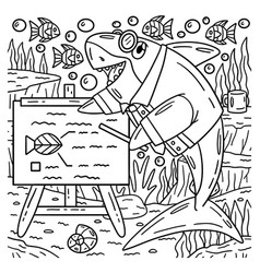 Professor Shark Coloring Page For Kids