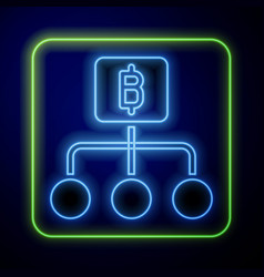 Glowing Neon Blockchain Technology Bitcoin Icon