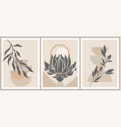 Set Of Boho Aesthetic Abstract Botanical Wall Arts