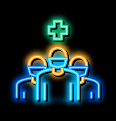 Surgeon And Nurses Neon Glow Icon