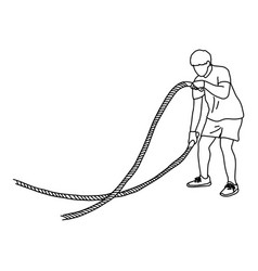 Man With Battle Rope Doing Exercise