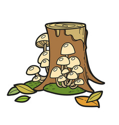 Tall Stump With Toadstools And Moss Color