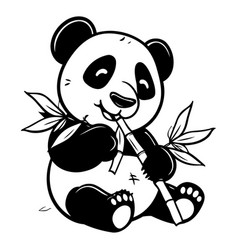 A Cute Panda Sitting On Bamboo Branch