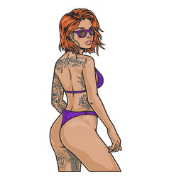 California Beach Girl Colorful Sketch