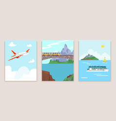 Concept Travel Banner Set Train Ride Mountain