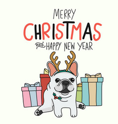 White French Bull Dog Merry Christmas