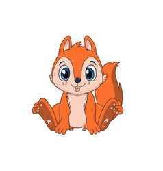 Cartoon Cute Baby Squirrel Sitting