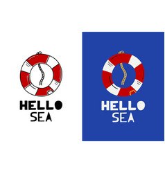 Cute Lifebuoy With Phrase Hello Sea - Cut Out