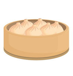 Fresh Baozi Icon Cartoon Asian Basket