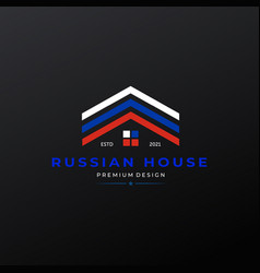 Russian House Flag Logo Icon Vintage Design