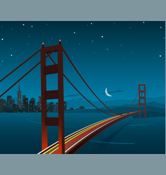 San Francisco And Golden Gate Bridge Night Scene