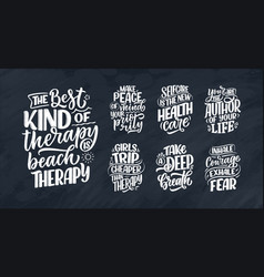 Set With Lettering Slogans About Therapy Funny