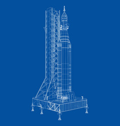 Space Rocket On Launch Pad Rendering Of 3d