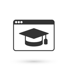 Grey Online Education And Graduation Icon Isolated