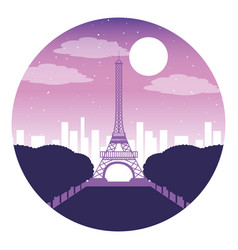 Paris Eiffel Tower City Night Moon