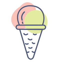 One Scoop Of Ice Cream In Cone On A White