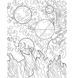 Retro Sci Fi Coloring Page With Space