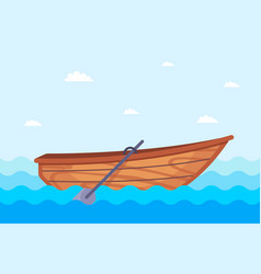 Wooden Boat At Sea