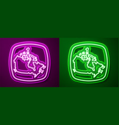 Glowing Neon Line Canada Map Icon Isolated On