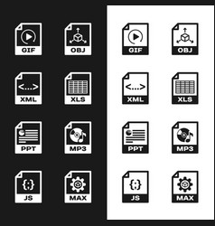 Set Xls File Document Xml Gif Obj Ppt And Mp3 Icon