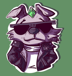 Digital Art Of A Cool Punk Dog Wearing Sunglasses