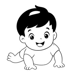 Cute Baby Boy Sitting On The Floor Cartoon