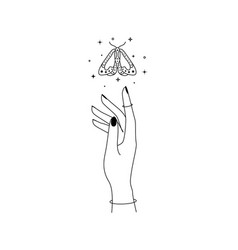 Magic Hand With Night Moth Outline Esoteric