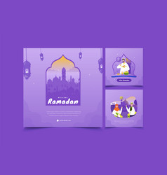 Set Of Ramadan Greeting Social Media Post