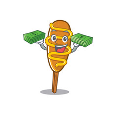 Cool Rich Corn Dog Character Having Money On Hands