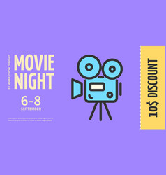 Movie Night Party Concept Horizontal Placard