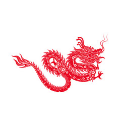 Chinese Dragon Red Flower Pattern Isolated