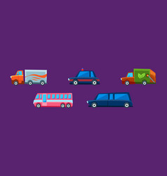 City Transport And Urban Traffic On Purple