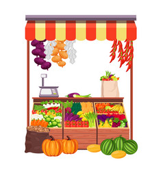 Fruit Market Or Farmer Stand Stall And Food Booth