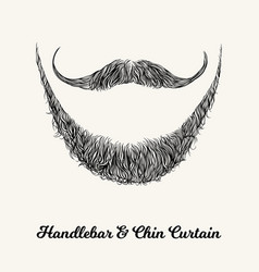 Handlebar Mustache And Chin Curtain Beard