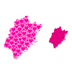 Pink Love Heart Mosaic Map Fujian Province