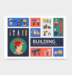 Flat Building Construction Infographic Template