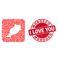 Love Rubber Stamp And Morocco Map Heart Hole