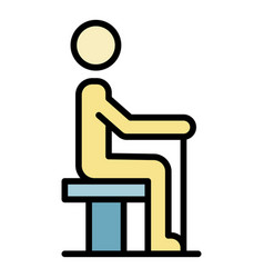 Senior Man Stay At Chair Icon Color Outline