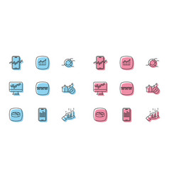 Set Line Pie Chart Infographic Mobile With Stock