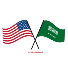 Usa And Saudi Arabia Flags Crossed And Waving