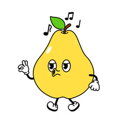 Cute Funny Yellow Pear Walking Singing Character