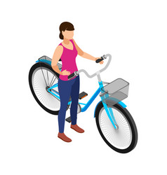 Isometric Woman Bicycle