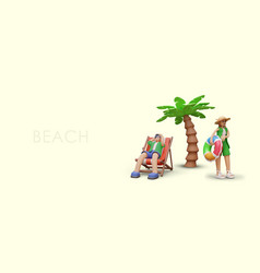 Beach Vacation Advertising 3d Scene With Cartoon