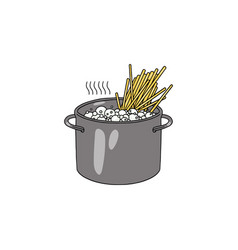 Spaghetti Pasta Cooking In Boiling Pot Macaroni