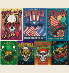 Holiday Set Posters Colorful Vintage