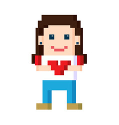 Girl With Heart Pixel 8 Bit