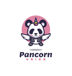 Logo Panda Unicorn Simple Mascot Style