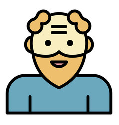 Smiling Senior Man Icon Color Outline