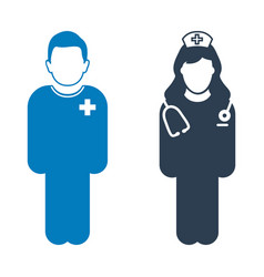 Standing Nurse And Patient Icon Flat Style Eps