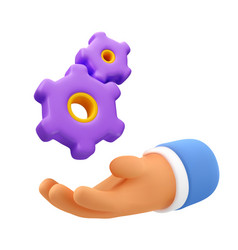 3d Hand And Gear Icon